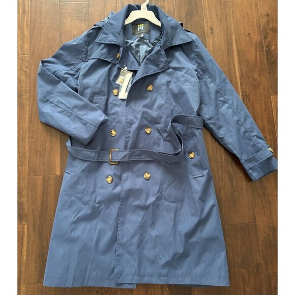 Women's Trench Coat Double Breasted Classic blue Overcoat Belted- CREATMO US - Picture 5 of 16